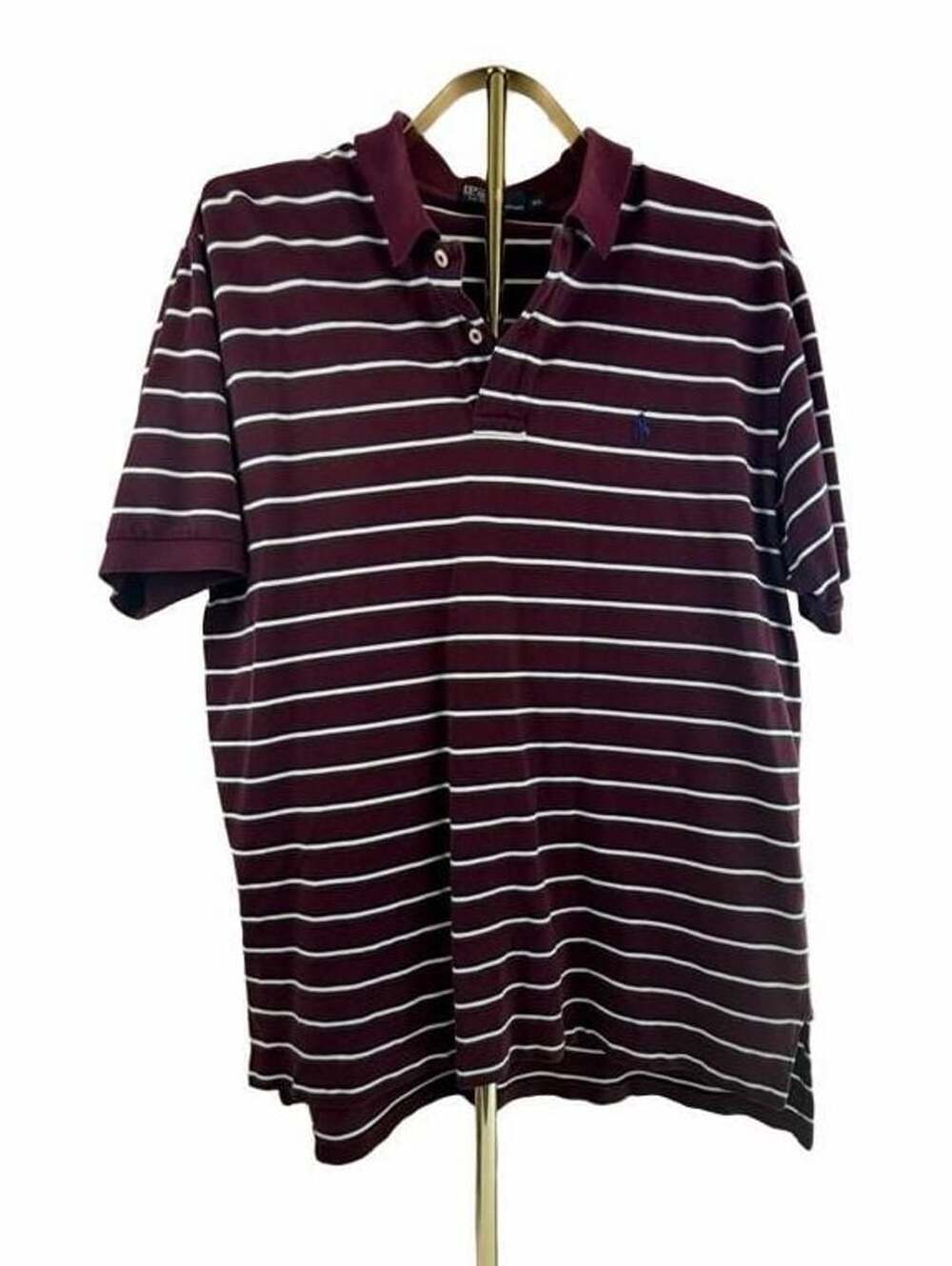 Polo Ralph Lauren Striped Polo Shirt Size XL Burgundy
